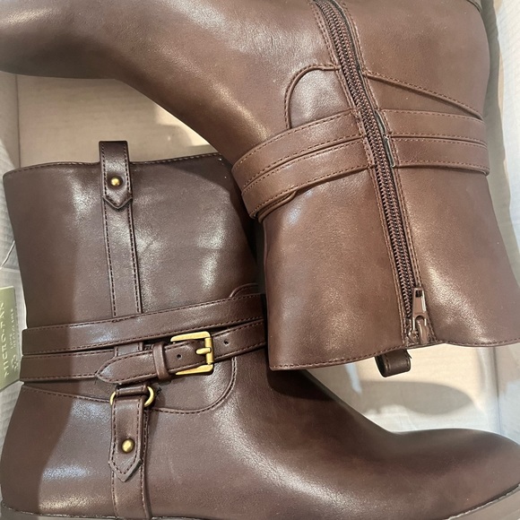 𝅺NEW! Style & Co. Womens State Faux Leather Ankle Booties, Dark Brown Size 8.5 - Picture 9 of 12